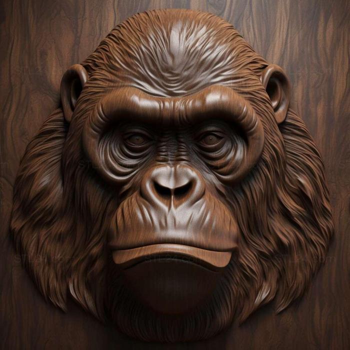 Nature and animals (gorilla 2, NATURE_4182) 3D models for cnc